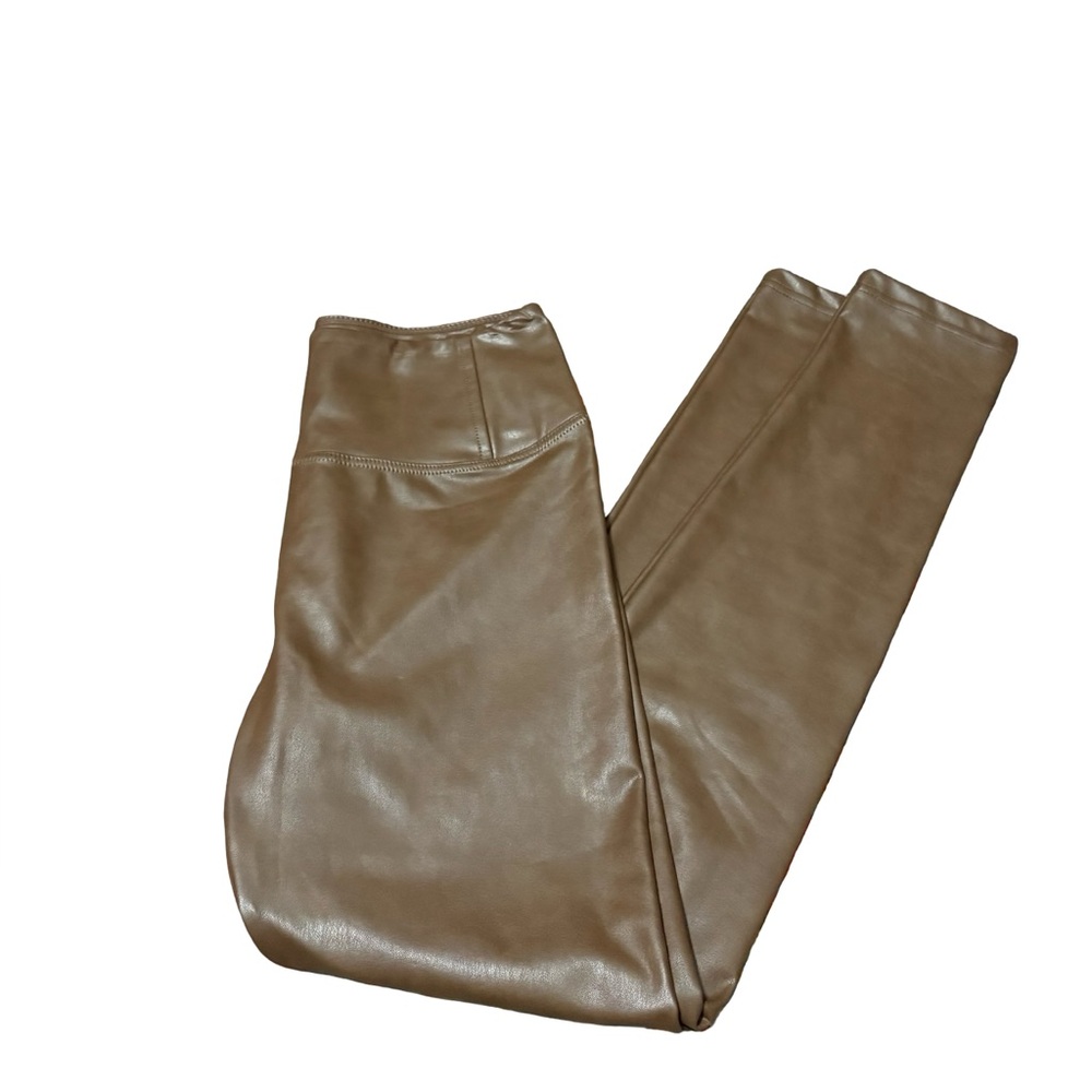 ⏰ 7 For All Mankind Brown Leather Leggings - Picture 6 of 9